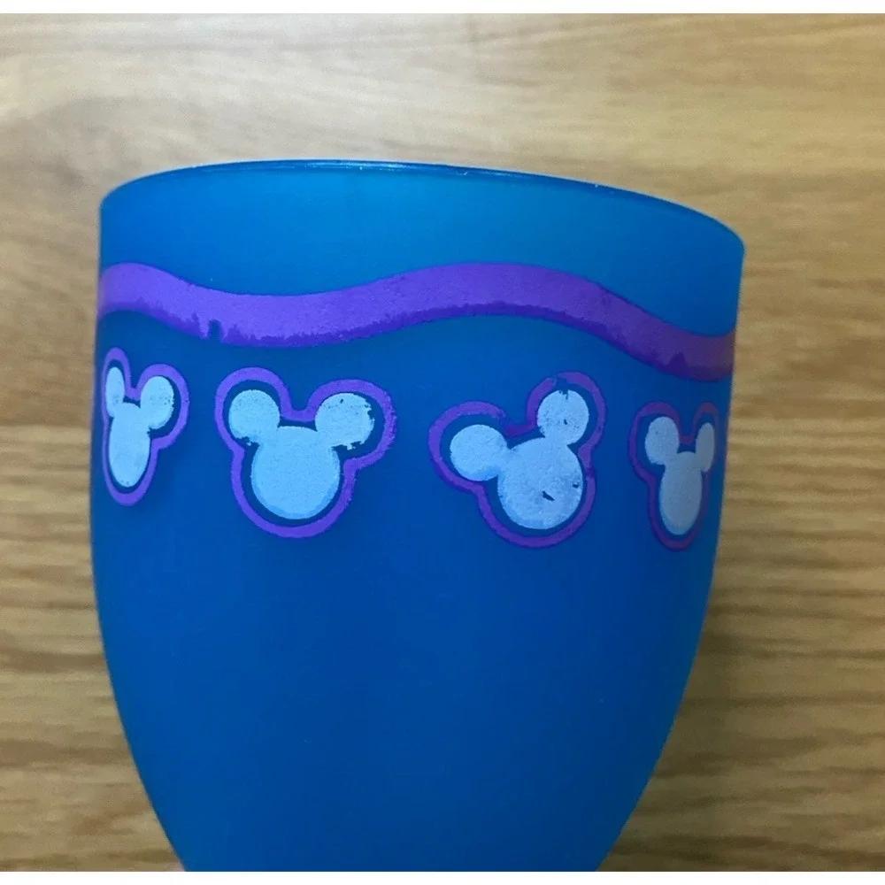 Disney Mickey Mouse Frosted Plastic Wine Glasses Set of 4 Neon Colors Party Cups - Picture 8 of 10